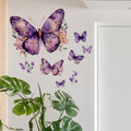 Purple Butterfly Wall Decals Removable Purple Butterflies with Flowers Wall Stickers Peel and Stick Vinyl Butterfly Art Wall Decor for Living Room Bedroom Nursery Bathroom Classroom Decorations - style: Purple Butterfly