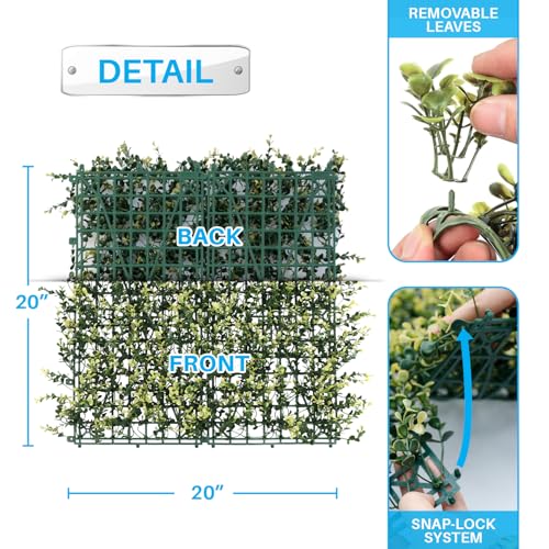 Patio Paradise Artificial Greenery Grass Wall Panels, 20"x20" (6pc) Faux Grass Boxwood Backdrop Fake Ivy Privacy Screen Green Hedge for Indoor Outdoor Décor, Beige Buxus - color: Beige Buxus, size: 20"x20"
