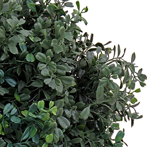 National Tree Company 2 ft Artificial Boxwood Single Ball Topiary, Realistic Fake Tree Potted Plant, Black Nursery Pot