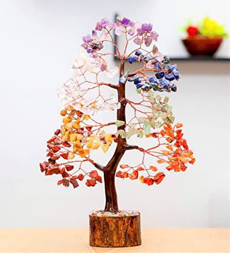 Crocon® 7 Chakhra Crystals Tree, Birthday Gifts for Women & Men, House Decor for Shelf, Healing Crystals, Spiritual Gift Decor, House Warming Gifts New Home, Birthday Gift for Mom Sister - color: Seven Chakra (Copper Wire)