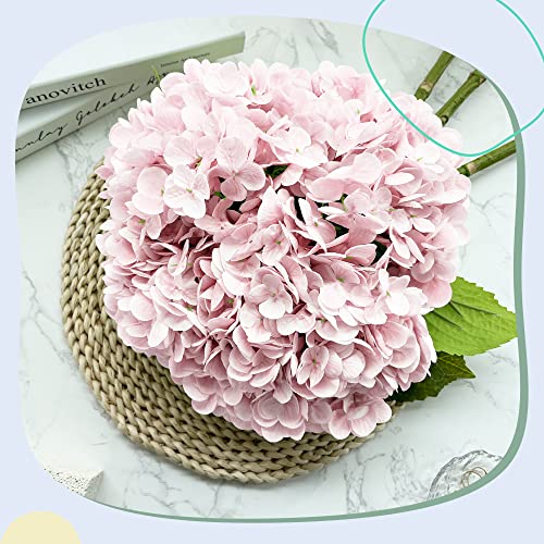 Yatim 21In Pink Artificial Hydrangea Flowers 5 Pcs Real Touch 3D Print Latex Flowers for Wedding Centerpieces Bouquets DIY Floral Decor Home Decoration with Stems - color: Pink
