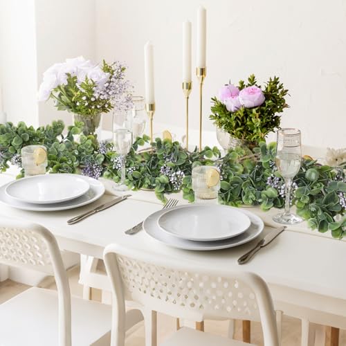 RECUTMS 2Pcs Faux Eucalyptus Garland 5FT Hanging Greenery Vine | Eucalyptus Leaves, With Purple Grape Berries, Fake Plant, Table Mantle Wall Decor, For Wedding Arch Party, Indoor Outdoor - color: Grape Vine Purple