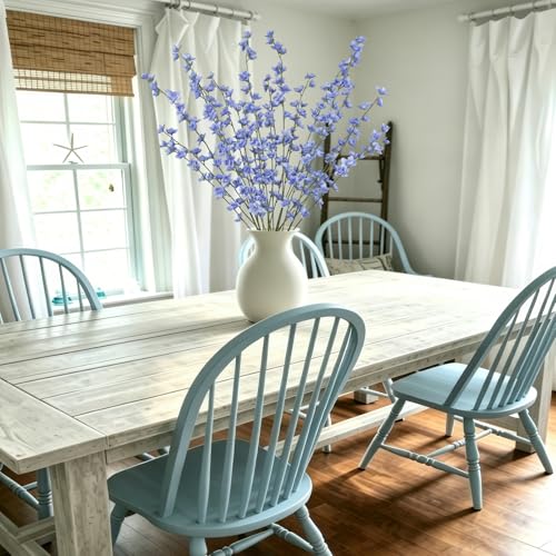 6 Pcs Artificial Forsythia Branches Fake Wildflowers Blue 41" Silk Flowers with Long Stems Faux Spring Flowers for Tall Vase Indoor Home Decor Dining Table Centerpieces Party Wedding Outdoor - color: Blue