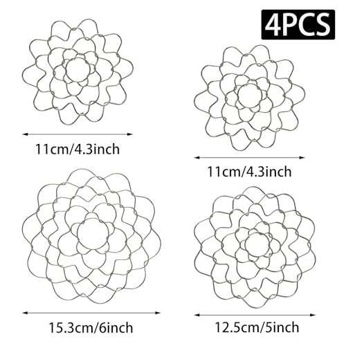 Mormchlots 4pcs Mixed Metal Flowers Arrangement Holder,Reusable Flower Frog Durable Floral Grid,Modern Flower Lid Organizer for Vase Floral Stems/Bouquets（Silver） - color: Silver