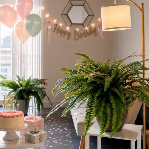 CQURE Artificial Boston Ferns for Outdoors, 50 Inch Large Fake Fern Plant with 96 Fronds, Set of 4 Realistic Artificial Fern Bushes for Indoor Outdoor Garden, Porch, Patio Decor - size: 50" 96 Leaves-4pc