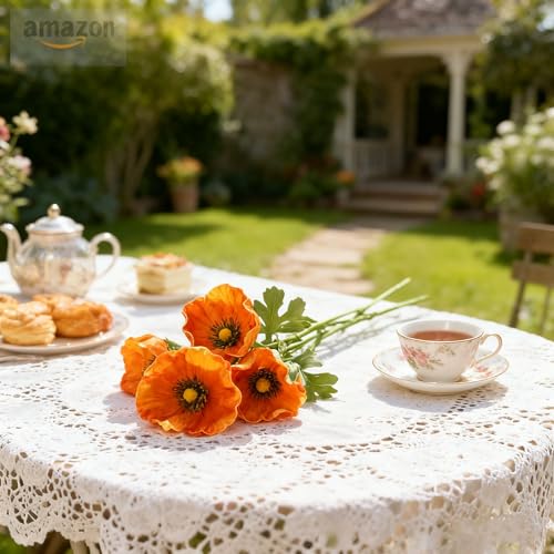 5Pcs Artifical Real Touch PU Anemone Flower Bouquet Room Home Decor (Orange) - color: Orange