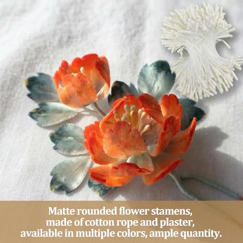 1200 Pcs Flower Stamens, 2mm Creamy White Double Heads Artificial Pearlized Flower Stamens, Hand-Made Matt Floral Stamen for Crafts DIY Christmas Wedding Scrapbook Decoration - color: Cream White