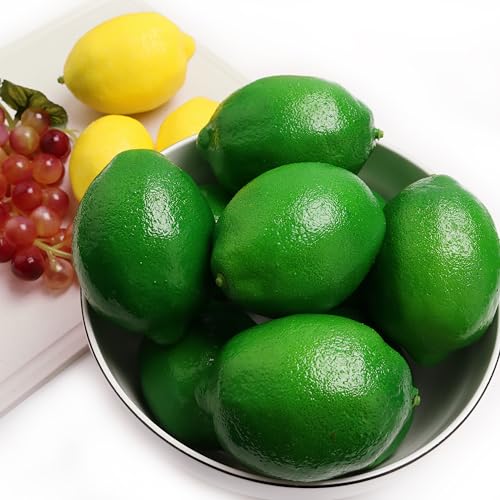 9PCS Green Simulation Fake Fruit - Realistic Lemon Decoration for Kitchen, Table, Thanksgiving & Christmas - color: 9pcs Green Lemon