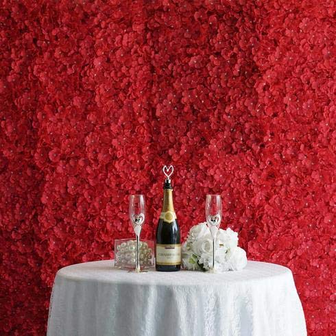 Artificial Flower Wall Panels 4 Pack of 11 Sq ft Flower Wall Mat Silk Hydrangea Flower Panels for Backdrop Wedding Wall Decoration - UV Protected (Red) - color: Red