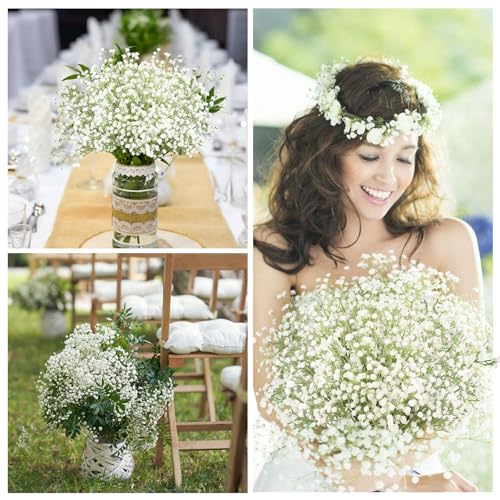 N&T NIETING Babys Breath Artificial Flowers Bulk White, 30Pcs Real Touch Faux Gypsophila Bouquets for Wedding Arch, Event Decor, Party Centerpieces, DIY Floral Arrangements, White - color: White, size: 30pcs-Standard