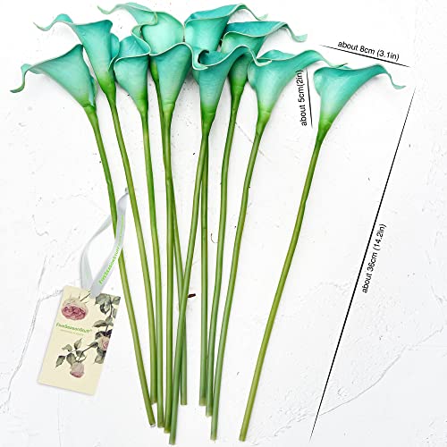 FiveSeasonStuff Real Touch Calla Lily Artificial Flowers Wedding Bridal Bouquet | Floral Arrangements | 15 Calla Lilies (Marine Blue) - color: Marine Blue