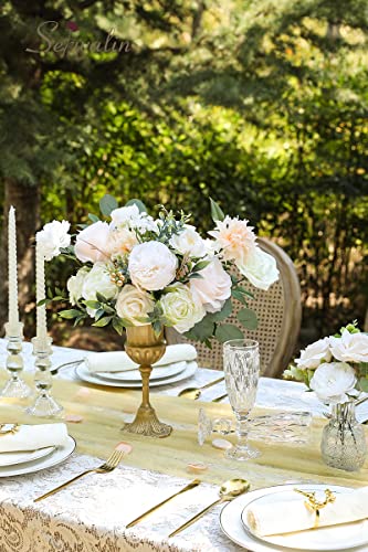 Serwalin Artificial Flowers White Peony Flowers Fake Wedding Flowers Cake Flowers for Wedding Bouquets Bridal Shower Centerpieces Floral Arrangements Party Decor - color: A Holy White, size: 1 Box