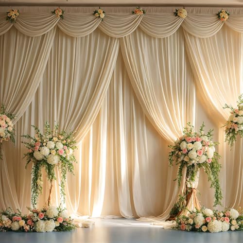 10ft x 8ft Wrinkle Free Champagne Backdrop Curtains for Parties, Thick Fabric Photo Backdrop Drapes for Weddings Photography Birthday Party Backgrpund Decor - color: Champagne2, size: 10ftx8ft