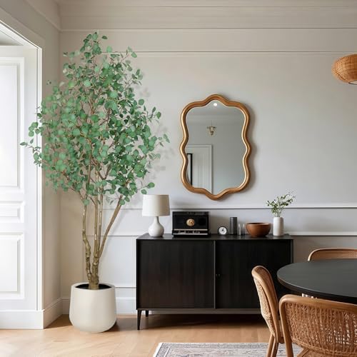 Artificial Eucalyptus Trees with White Planter, 8 FT Faux Eucalyptus Plants Indoor Tall Fake Floor Trees with Silk Leaves and Thick Trunk for Living Room Bedroom Corner Home Office Decoration - size: 8ft