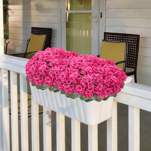 12Pcs Faux Geraniums for Outdoor Planters 15" Pink Silk Geraniums for Outdoors UV Resistant Fake Geraniums Artificial Flowers Realistic Garden Porch Patio Balcony Cemetery Home Decor (Pink) - color: Pink-12pcs