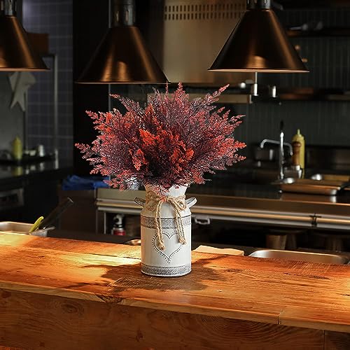 CATTREE Artificial Fern Plants, Fake Ferns Bushes Plastic Shrubs Boston Leaves Bundle Faux Foliage for Outdoor Indoor Decor Garden Kitchen Office Wedding Party Christmas DIY Decoration - Red 4 Pack - color: Red Fern Leaves Shrubs - 4 Pack