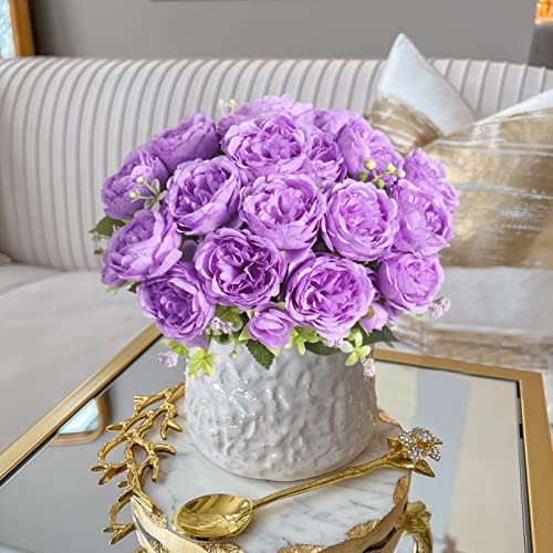 Artificial Peonies Silk Flowers, Purple Faux Peony Bouquet 4 Bundles Florals Arrangements Decor for Farmhouse Home Boho Wedding Table Centerpiece, Fake Plastic Flowers Bulk for Vase Decoration Purple - color: Purple, size: 4PCS