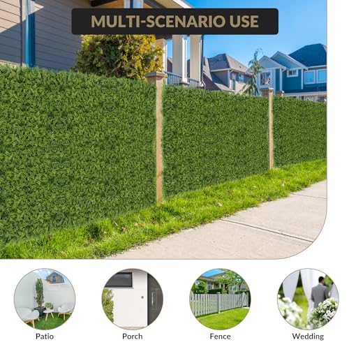 Artificial Grass Wall Panels, 12 Pack 20 x 20 in Faux Boxwood Panels, Privacy Fence Screen and Greenery Wall Backdrop for Indoor Outdoor Decor, Sun Resistant, 33 Sq ft Total