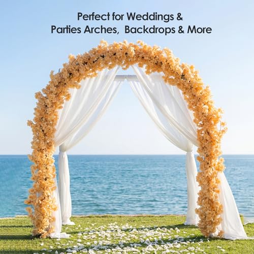4 PCS Cherry Blossom Garland Artificial Silk Flower Vine Hanging Floral Decor for Wedding Arch Party Home Garden Wall Decoration (Champagne) - size: 70in-4pcs-Champagne