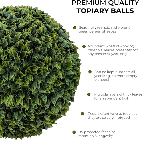 365 Curb Appeal 23" XL Topiary Balls (Estate Edition Boxwood, 2 Extra Large Luxury Faux Topiary Balls (4 Halves)) - color: Estate Edition Boxwood, size: 2 topiary balls (4 halves)
