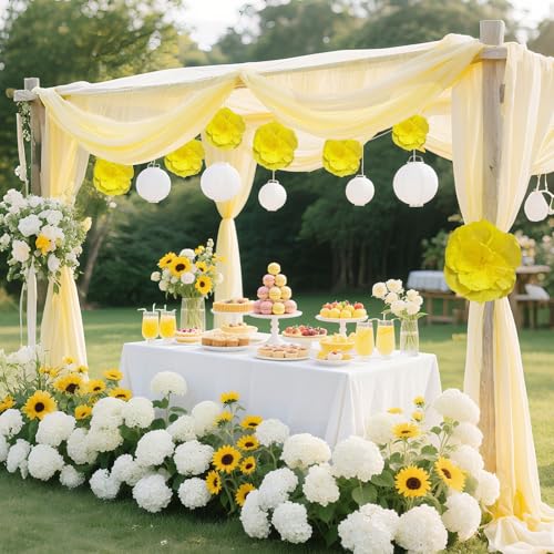 BRT Bearingshui Crepe Paper Flowers Decoration for Wall Total 9 Pcs, Artificial Flowers Backdrop for Wedding Decor Baby Bridal Shower Birthday Party, Yellow 3D Wall Flowers Decor - color: Yellow