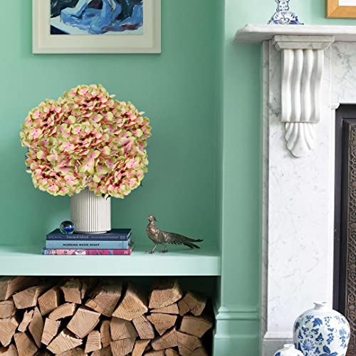 DILATATA Fake Hydrangeas Real Touch Hydrangea Flowers 26" Large Artificial Hydrangea Flowers Silk Hydrangea for Wedding Bouquet, Home, Party, Store, 3 - color: Green Pink #3, size: 3PCS