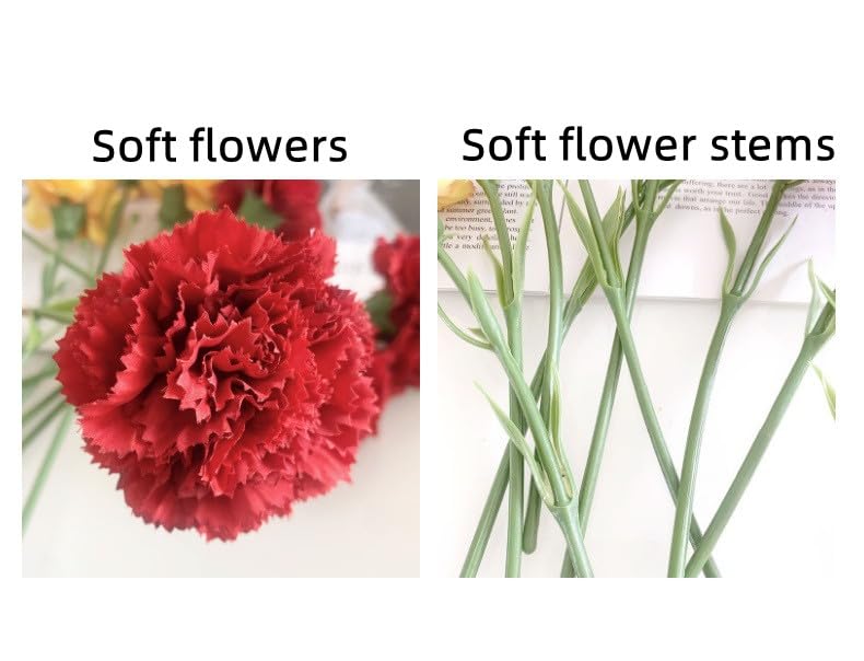 10 Stem Artificial Flowers Carnations Bouquets,11inch Real Touch Flowers with Stems,Silk Petals Fake Flowers Forever Plants for Wedding Flower Bouquet Centerpieces Bridal Shower Birthday (Red) - color: Red