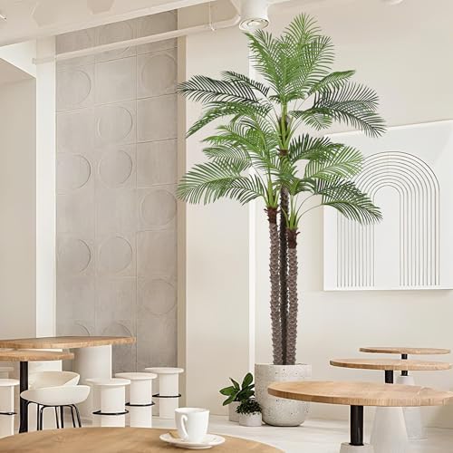 10FT Artificial Palm Tree - Tall Fake Palm Tree with 36 Lifelike Leaves & Realistic Trunk, 120" Large Faux Tropical Phoenix Palm Plant for Home Living Room Poolside Office Hotel Mall Decor - size: 10ft
