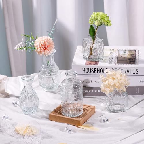 Fixwal 18 Pack Small Bud Vases for Centerpieces, Clear Vases for Flowers Glass Flower Vases in Bulk, Vintage Decorative Vases for Wedding Rustic Home Table Decor - color: Clear, size: 18pcs