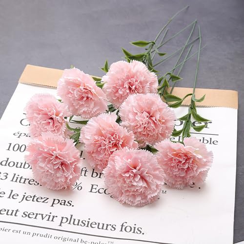 20 Pcs Carnations Bouquets 15Inch Artificial Carnations Flowers,No Fade Artificial Flower, Silk Petals Fake Flowers Forever Plants for Home Party and Wedding Decor (Light Pink)