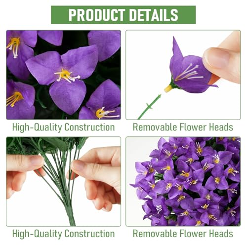 ATTGREAT Artificial Bougainvillea for Outdoors Faux Plants UV Resistant Flowers Fake Plastic Plants Realistic Silk Flowers for Porch Planter Garden Hanging Decoration, 2Pcs (Purple & Purple Red) - color: Purple & Purple Red