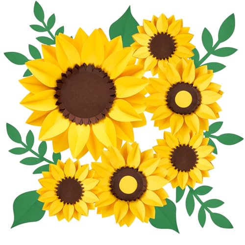 15pcs Sunflower Wall Decor, Paper Flower for Wall with 3D Artificial Flowers Yellow Bulletin Board Decoration Large Paper Flower for Background for Living Room Office Garden Wedding. - color: Sunflower 6pcs