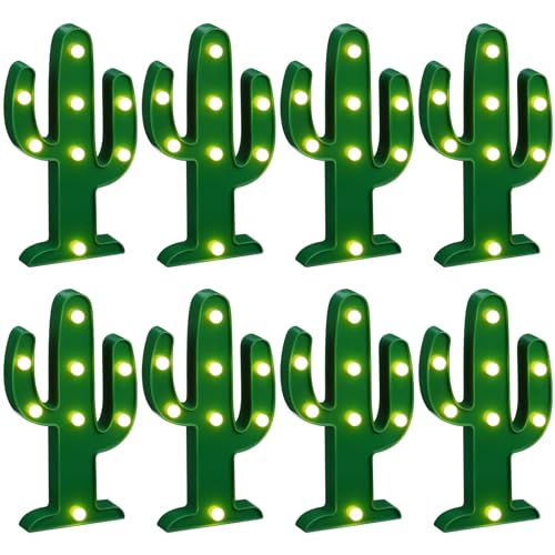 Kathfly 8 Pcs LED Cactus Light Cactus Centerpiece for Table Mexican Lamp Decor Table Party Decoration Mexican Theme Birthday Party Night Lamp for Home Garden Cinco De Mayo Decor(10 x 5.71 x 1.1 in) - size: 10 x 5.71 x 1.1 In