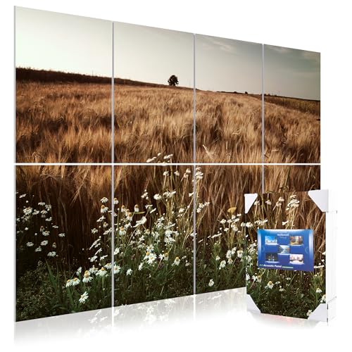 Mollywell Art Acoustic Panels, 48x32 in, Lonely Tree・Wheat and Flowers | Self-Adhesive, Reduces Echo, Sound Absorbing, Modern Art Wall Decor, Living Room, Studio, Bedroom, Office - color: Lonely Tree・Wheat and Flowers, size: 8 Pack Art