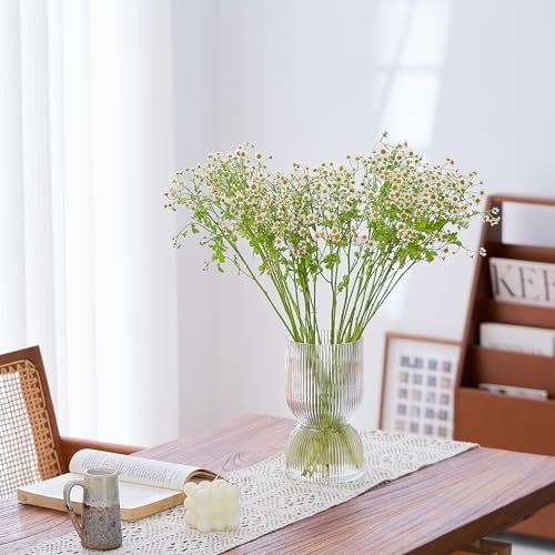 7.5 inch Vase for Flowers, Clear Ribbed Thickened Glass Vases, Hourglass Bud Flower Vase for Bookshelf, Dinner Table, Indoor Office Desktop, Meeting Room, Bathroom, Home Decor, Christmas Decoration - color: Glass Bud Clear, size: 7.5 inch