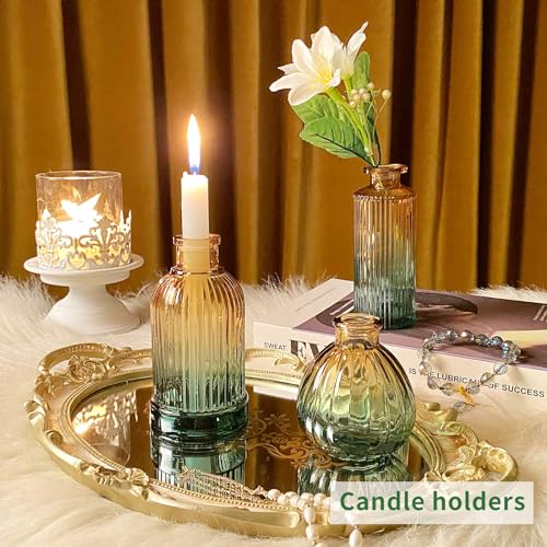 Glass Bud Vases in Bulk Set of 30 Pcs,Small Glass Vases for Flowers as Wedding Centerpieces for Tables,Clear Flower Vases Suitble for Wedding Decorations,Home Decor (Brown Green, 30 pcs) - color: Brown Green, size: 30 pcs