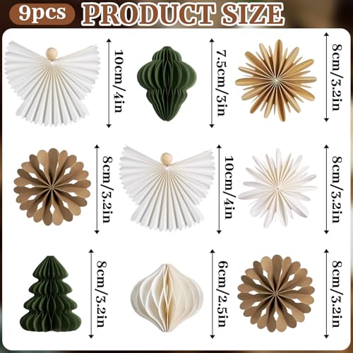 PAPER JAZZ Paper Ornaments for Christmas Tree,Angel Christmas Ornaments with Green Honeycomb Christmas Tree,Gold White Paper Snowflakes Hanging for Christmas Party,New Year,Wedding. - color: Angel