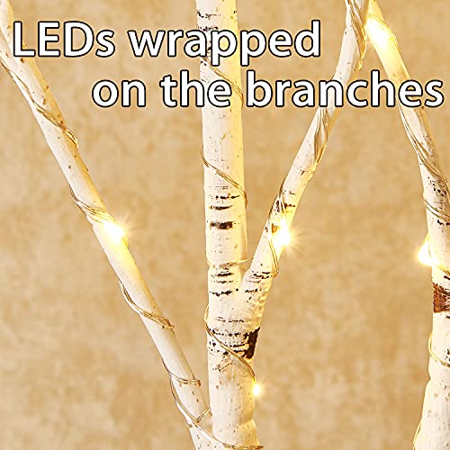 Fudios Birch Branch Lights with Timer for vase 100 LED Lighted Willow Twig 32IN Tall Battery Operated Home Party Indoor Outdoor use - color: White Birch, size: 1 SET