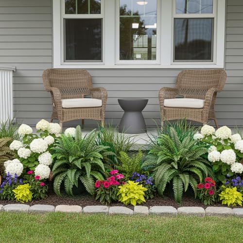 Artificial Plants Faux Fern, Artificial Ferns for Outdoors Indoors, 45 Inch Large Fake Boston Ferns 2 Pack, Realistic Hanging or Floor Greenery, UV Resistant for Porch House Decor, Green - color: Green