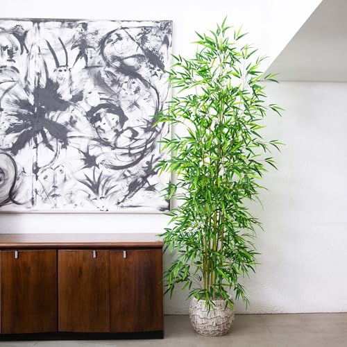 Nearly Natural 8ft. Artificial Green Bamboo Tree - size: 8ft