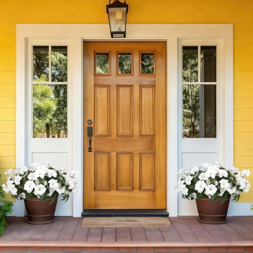 Artificial Flowers for Outdoors, Faux Petunias Spring Summer Decoration, Fake Flowers Plants UV Resistant Look Real Silk Flowers for Outside Planter Front Door Porch Patio Yard (6, White) - color: White