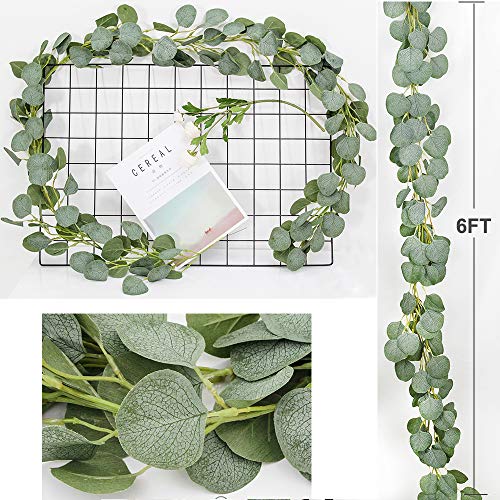 DearHouse 2PCS Eucalyptus Garlands Artificial Greenery Garland Faux Silk Eucalyptus Vines Wedding Backdrop Wall Decor Flower Arrangement - color: Light Green