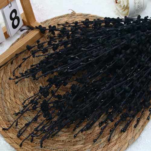 10Pcs Long Stem Flowers Jasmine Black Flowers Artificial, 29.5"/75cm Faux Jasmine Bouquet for Wedding Modern Gothic Home Party Fall Harvest Decoration - color: Black, size: 10 PCS