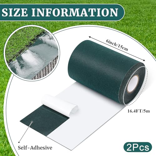 Gersoniel 2 Rolls 6 in x 16.5 ft Artificial Grass Turf Tape Self Adhesive Turf Seam Tape for Artificial Lawn Carpet Jointing, Indoor Outdoor Rug, Pet Grass Mat Connecting - size: 6 in X 16.5 ft