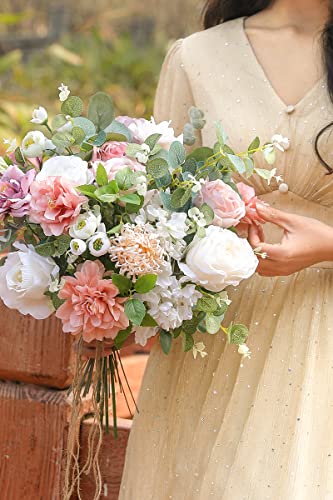 YYHUAWU Artificial Flowers Combo Set Fake Flower Leaf Box with Stems for DIY Wedding Bouquets Centerpieces Flower Arrangements Decorations Baby Shower Party Home Decorations White Pink - color: White Pink