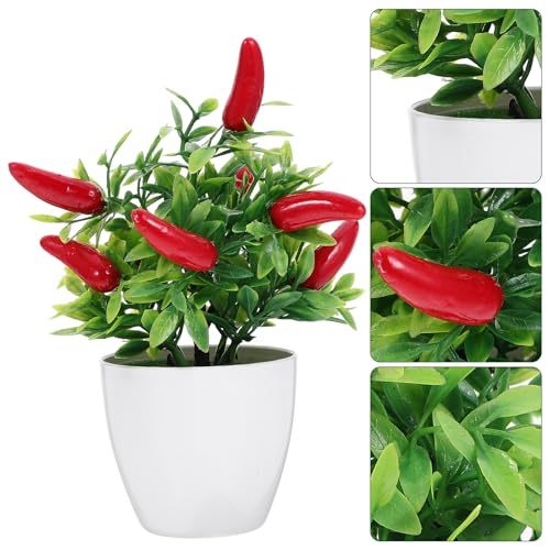 PRETYZOOM 2pcs Pepper Pepper Tree Bonsai oncini Bonsai Tree Fake Artificial Potted Plant Kitchen Decor Fake Fake s