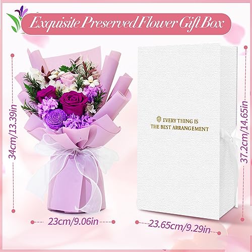 VTJMB Flowers for Delivery Prime, Preserved Flower Bouquet with Box, Birthday Dried Flowers Gift for Women, Mothers Day Gifts for Mom, Wife, Grandma, Friends - color: Purple