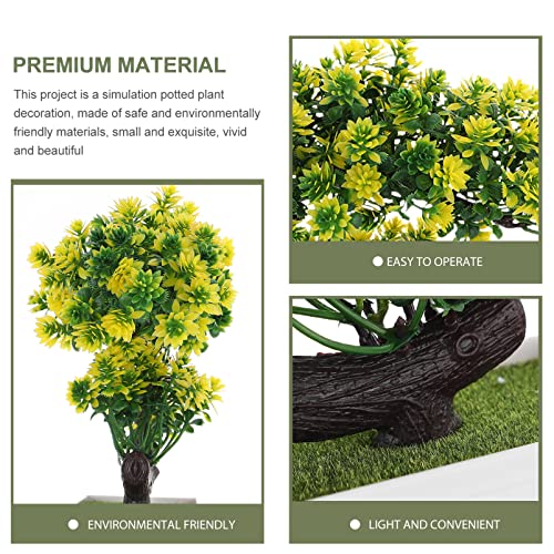 GANAZONO Green Artificial Plant Ornament Faux Bonsai for Room Office Kitchen Study Room No Watering - color: Yellow