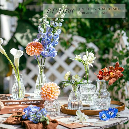 SUPMIND 16pcs Glass Bud Vase Set, Small Clear Flower Vases for Centerpieces in Bulk, Cute Mini Vintage Vase for Wedding, Home Decor, Table Decoration - color: Clear