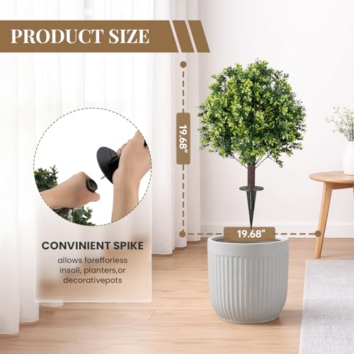 Artificial Boxwood Topiary Ball Tree Set of 2, UV Resistant Artificial Outdoor Shrubs with Spike, Decorative Evergreen Fake Topiary Bushes Plant for Front Porch Garden - color: Topiary Ball Tree-1